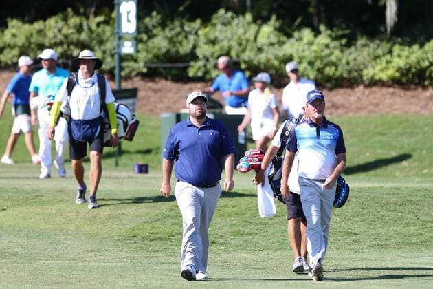 May 14, 2016 - Ponte Vedra Beach, Florida, United States - Jerry Kelly (R) and Colt Knost walk off the 13th tee during the third round of The PLAYERS Championship at TPC Sawgrass. Golf 2016 - The PLAYERS Championship - Round 3 - ZUMAw109