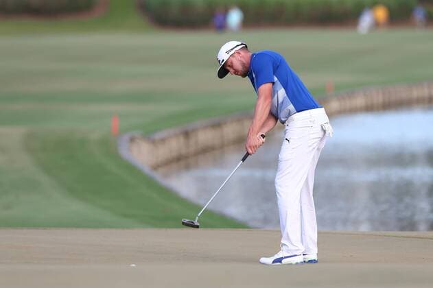 May 14, 2016 - Ponte Vedra Beach, Florida, United States - Jonas Blixt putts the 18th green during the third round of The PLAYERS Championship at TPC Sawgrass. Golf 2016 - The PLAYERS Championship - Round 3 - ZUMAw109