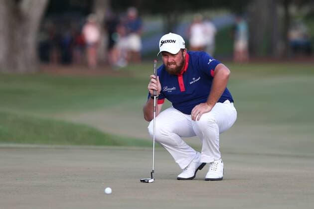May 14, 2016 - Ponte Vedra Beach, Florida, United States - Shane Lowry lines up a putt on the 18th green during the third round of The PLAYERS Championship at TPC Sawgrass. Golf 2016 - The PLAYERS Championship - Round 3 - ZUMAw109