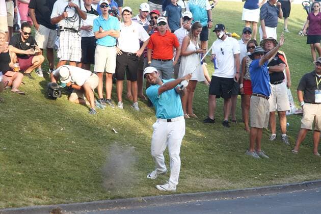 May 14, 2016 - Ponte Vedra Beach, Florida, United States - Francesco Molinari hits out of the rough on the 18th hole during the third round of The PLAYERS Championship at TPC Sawgrass. Golf 2016 - The PLAYERS Championship - Round 3 - ZUMAw109