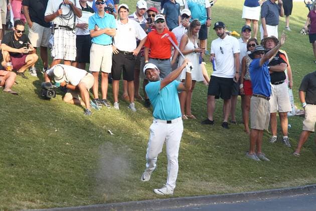 May 14, 2016 - Ponte Vedra Beach, Florida, United States - Francesco Molinari hits out of the rough on the 18th hole during the third round of The PLAYERS Championship at TPC Sawgrass. Golf 2016 - The PLAYERS Championship - Round 3 - ZUMAw109