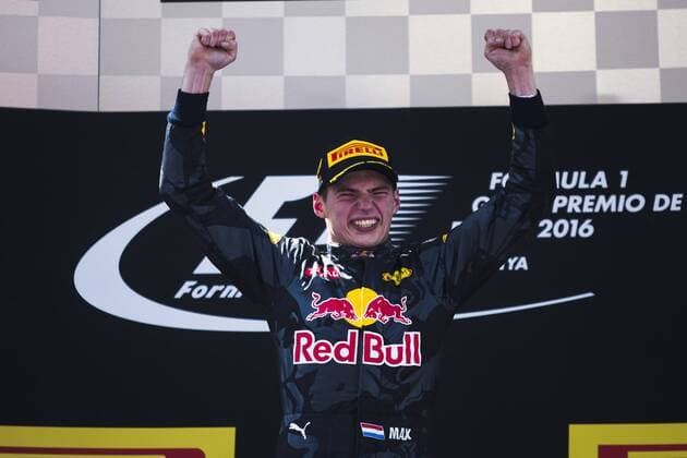 Formel 1, GP von Spanien, Sieger Max Verstappen May 13rd, 14th and 15th, 2016 - Barcelona, Spain - 33 Max Verstappen (Nederland) - Red Bull Racing celebrating his first Formula One victory during the Formula One Spanish Grand Prix at Circuit de Barcelona - Catalunya. Barcelona, May 13rd, 14th and 15th, 2016. (Photo: Xavi Bonilla Cordon Press)  xXavixBonillax xx