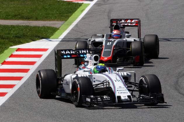 Spanish Grand Prix, Barcelona 12 - 15 May 2016 15.05.2016- Race 2, Felipe Massa (BRA) Williams FW38 and Romain Grosjean (FRA) Haas F1 Team VF-16 