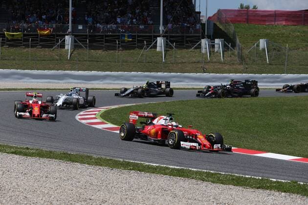 Spanish Grand Prix, Barcelona 12 - 15 May 2016 15.05.2016- Race 2, Sebastian Vettel (GER) Scuderia Ferrari SF16-H leads Kimi Raikkonen (FIN) Scuderia Ferrari SF16-H 