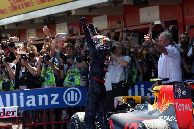 Formel 1, GP von Spanien, Sieger Max Verstappen Spanish Grand Prix, Barcelona 12 - 15 May 2016 15.05.2016- Race 2, Max Verstappen (NED) Red Bull Racing RB12 race winner and Helmut Marko (AUT), Red Bull Racing, Red Bull Advisor 