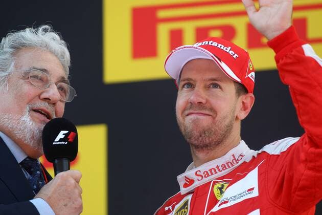 Spanish Grand Prix, Barcelona 12 - 15 May 2016 15.05.2016- Race 2, Placido Domingos (ESP) and 3rd position Sebastian Vettel (GER) Scuderia Ferrari SF16-H 