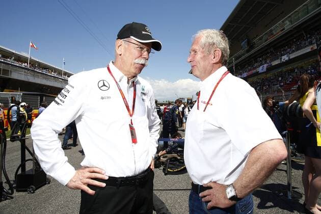 Formel 1, GP von Spanien, Dieter Zetsche vor dem Rennen Motorsports: FIA Formula One World Championship WM Weltmeisterschaft 2016, Race in Barcelona, Dr. Dieter Zetsche (Vorstandsvorsitzender der Daimler AG und Leiter Mercedes-Benz Cars),Dr. Helmut Marko (AUT, Infiniti Red Bull Racing), xHOCHxZWEIx