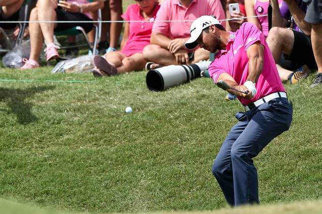May 15, 2016 - Ponte Vedra Beach, Florida, United States - Jason Day hits out of a greenside bunker on the 9th green during the final round of The PLAYERS Championship at TPC Sawgrass. Golf 2016 - The PLAYERS Championship - Final Round - ZUMAw109