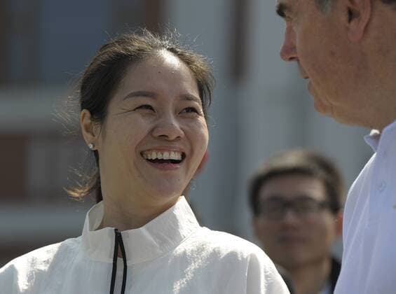 NANJING, CHINA - MAY 16: (CHINA OUT) Retired Chinese tennis player Li Na attends a tennis activity road to Wimbledon on May 16, 2016 in Nanjing, Jiangsu Province of China.  CFP484560249 