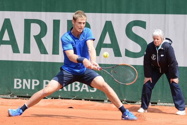 May 16, 2016 - Paris, France - LUKE SAVILLE of Australia in action during his match in the qualifying tournament for the French Open. Tennis 2016 - French Open Qualifying Tournament - Day 1 - ZUMAl132