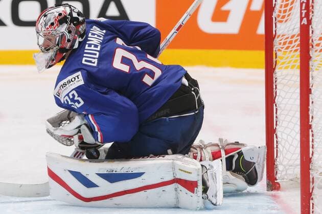 ST. PETERSBURG, RUSSIA. MAY 16, 2016. France s goalie Ronan Quemener in the 2016 IIHF World Championship WM Weltmeisterschaft Preliminary Round Group B Ice hockey Eishockey match against Canada at Yubileyny Sports Palace. The Canadian Team won the game 4:0. Sergei Savostyanov TASS  TS023408