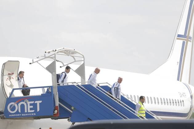 Fußball, EURO 2016, Ankunft der französischen Nationalmannschaft in Biarritz Didier Deschamps - Guy Stephan FOOTBALL : Arrivee Nationalteam Frankreich - Biarritz - 17 05 2016 Photomobilex 