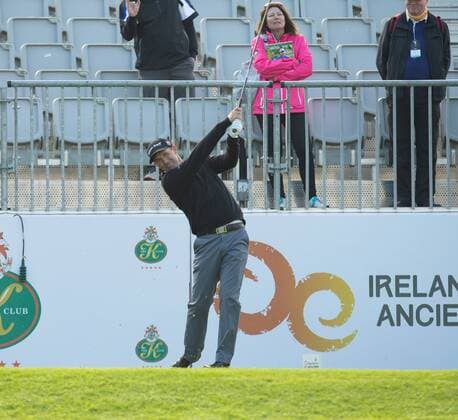 18.05.2016. The K Club, Straffan, Co. Kildare, Ireland. Dubai Duty Free Irish Open Golf Championship Pro-AM. Padraig Harrington on the 1st tee during the Pr-AM on Wednesday. xPeterxFitzpatrickx  ActionPlus11738284