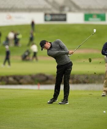17.05.2016. The K Club, Straffan, Co. Kildare, Ireland. Dubai Duty Free Irish Open Golf Championship Pro-AM. Rory Mcilroy takes his second shot on the 1st fairway. xPeterxFitzpatrickx  ActionPlus11738364
