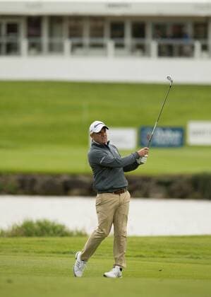 17.05.2016. The K Club, Straffan, Co. Kildare, Ireland. Dubai Duty Free Irish Open Golf Championship Pro-AM. Paul McGinley takes his second shot on the 1st fairway. xPeterxFitzpatrickx  ActionPlus11738373