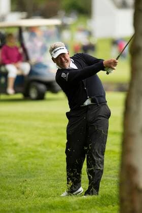 17.05.2016. The K Club, Straffan, Co. Kildare, Ireland. Dubai Duty Free Irish Open Golf Championship Pro-AM. Darren Clarke takes his second shot from the rough on the 1st hole. xPeterxFitzpatrickx  ActionPlus11738375