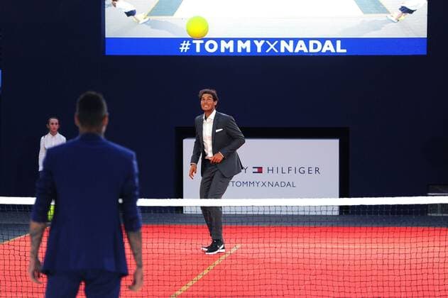 Rafael Nadal (ESP) Gregory Van Der Wiel (NED) TENNIS : Nadal vs Van Der Wiel - Tommy Hilfiger - 18 05 16 TennisMagazine Panoramic 