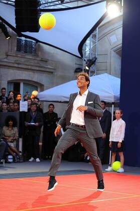 Rafael Nadal (ESP) Gregory Van Der Wiel (NED) TENNIS : Nadal vs Van Der Wiel - Tommy Hilfiger - 18 05 16 TennisMagazine Panoramic 