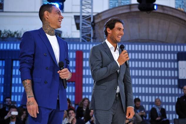Rafael Nadal (ESP) Gregory Van Der Wiel (NED) TENNIS : Nadal vs Van Der Wiel - Tommy Hilfiger - 18 05 16 TennisMagazine Panoramic 