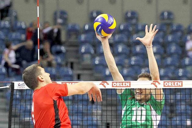 NIKOLAY PENCHEV ( BULGARIA ) SIMON VANDEVOORDE ( BELGIUM ) 2016.05.19 KRAKOW TAURON ARENA VOLLEYBALL NATIONAL TEAMS COMPETITION XIV WAGNER S MEMORIAL BULGARIA - BELGIUM  LWI160519_005