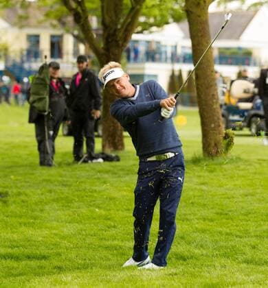19.05.2016. The K Club, Straffan, Co. Kildare, Ireland. Dubai Duty Free Irish Open Golf Championship, round 1. SÃ¶ren Kjeldsen plays his second shot from the rough on the 1st hole. xPeterxFitzpatrickx  ActionPlus11738832
