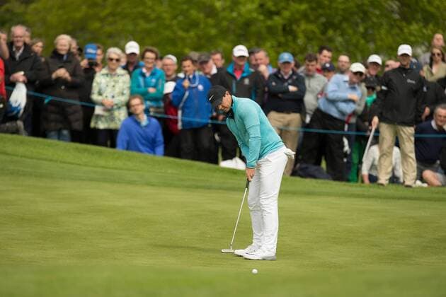 19.05.2016. The K Club, Straffan, Co. Kildare, Ireland. Dubai Duty Free Irish Open Golf Championship, round 1. Rory McIlroy putts xPeterxFitzpatrickx  ActionPlus11738891