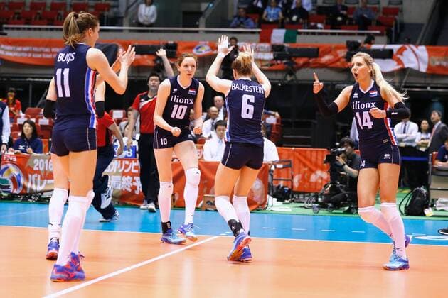 Netherlands team group Mannschaftsbild Totale (NED), MAY 20, 2016 - Volleyball : Women s Volleyball World Final Qualification for the Rio de Janeiro Olympics 2016 match between Netherlands 3-0 Italy at Tokyo Metropolitan Gymnasium, Tokyo, Japan. Noxthirdxpartyxsales  (ipha022016)