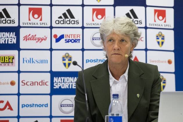 Fußball, Damen, Pia Sundhage - PK Nationalteam Schweden 160520 Sveriges förbundskapten i fotboll Pia Sundhage under en presskonferens 20 maj 2016 i Göteborg.  Copyright: MICHAELxERICHSEN BB160520BB001