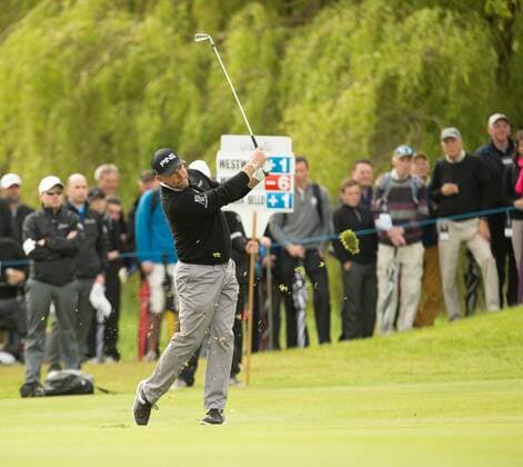 20.05.2016. The K Club, Straffan, Co. Kildare, Ireland. Dubai Duty Free Irish Open Golf Championship Round 2. Lee Westwood takes his second shot on the 16th fairway. xPeterxFitzpatrickx  ActionPlus11739038
