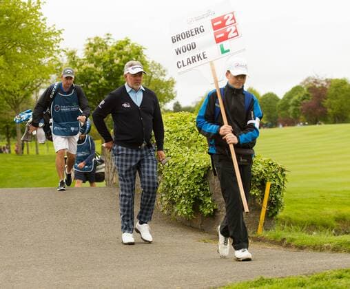 20.05.2016. The K Club, Straffan, Co. Kildare, Ireland. Dubai Duty Free Irish Open Golf Championship Round 2. Darren Clarke crosses the bridge to the 6th green. xPeterxFitzpatrickx  ActionPlus11739007