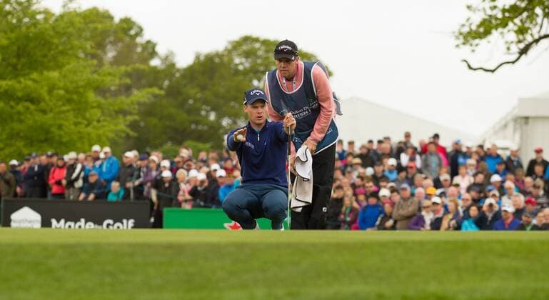 20.05.2016. The K Club, Straffan, Co. Kildare, Ireland. Dubai Duty Free Irish Open Golf Championship Round 2. Danny Willett lining up his putt on the 9th green. xPeterxFitzpatrickx  ActionPlus11739008