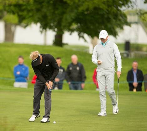 20.05.2016. The K Club, Straffan, Co. Kildare, Ireland. Dubai Duty Free Irish Open Golf Championship Round 2. S& xf3;ren Kjeldsen sinks his putt on the 11th green. xPeterxFitzpatrickx  ActionPlus11739025