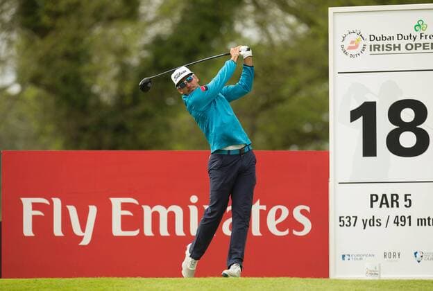 20.05.2016. The K Club, Straffan, Co. Kildare, Ireland. Dubai Duty Free Irish Open Golf Championship Round 2. Rafa Cabrera Bello tees off on the 18th hole. xPeterxFitzpatrickx  ActionPlus11739042