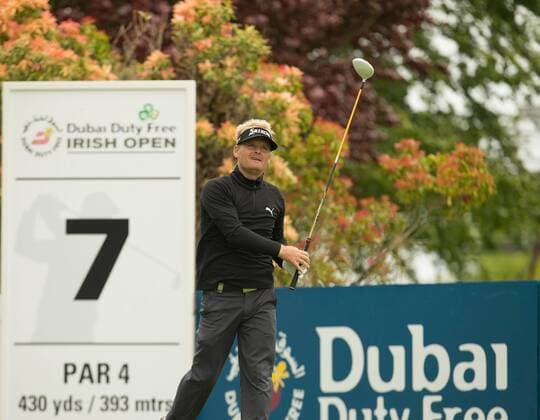 20.05.2016. The K Club, Straffan, Co. Kildare, Ireland. Dubai Duty Free Irish Open Golf Championship Round 2. S& xf3;ren Kjeldsen reacts to his tee-shot on the 7th hole. xPeterxFitzpatrickx  ActionPlus11739050