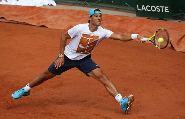 Spanish Rafael Nadal pictured during a training practise at the Roland Garros French Open tennis tournament, in Paris, France, Saturday 21 May 2016. The Roland Garros Grand Slam takes place from 15 May to 5 June 2016. VIRGINIExLEFOUR  x04854632x