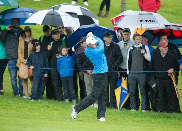 21.05.2016. The K Club, Straffan, Co. Kildare, Ireland. Dubai Duty Free Irish Open Golf Championship Round 3. Rory Mcilroy takes his second shot on the 5th hole. xPeterxFitzpatrickx  ActionPlus11739671