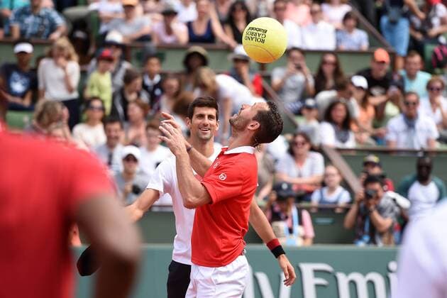 Michael Llodra (FRA) Novak Djokovic (SRB) TENNIS : Roland Garros 2016 - French Open - 21 05 2016 TennisMagazine 