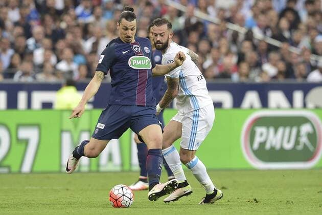 Zlatan Ibrahimovic (PSG) vs FLETCHER Steven (OM) - Fussball Frankreich, Coupe de France, Finale, Olympique Marseille vs. Paris Saint Germain PSG - 21 05 2016 JBAutissier Panoramic 
