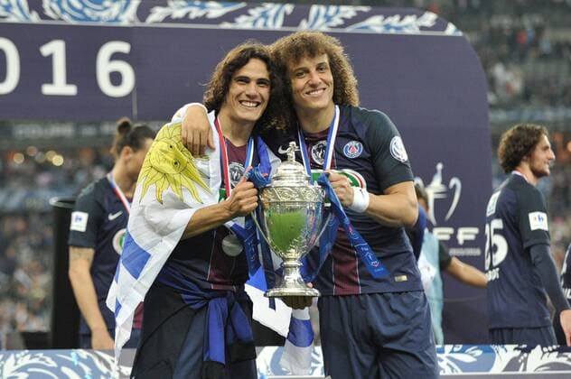 EDINSON CAVANI (psg) - DAVID LUIZ (psg) - Fussball Frankreich, Coupe de France, Finale, Olympique Marseille vs. Paris Saint Germain PSG - 21 05 2016 FEP Panoramic 