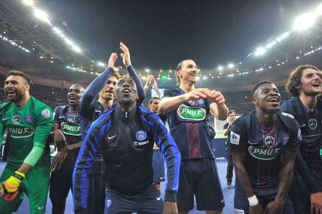 Zlatan Ibrahimovic (psg) - BLAISE MATUIDI (psg) - ADRIEN RABIOT (psg) - SALVATORE SIRIGU (psg) - JEAN KEVIN AUGUSTIN (psg) - SERGE AURIER (psg) - Fussball Frankreich, Coupe de France, Finale, Olympique Marseille vs. Paris Saint Germain PSG - 21 05 2016 FEP Panoramic 
