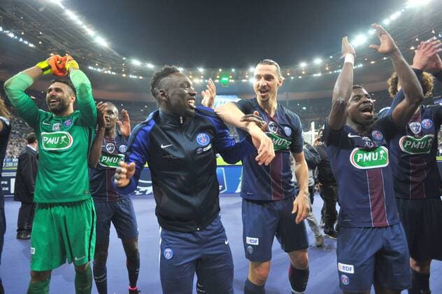 Zlatan Ibrahimovic (psg) - SALVATORE SIRIGU (psg) - JEAN KEVIN AUGUSTIN (psg) - SERGE AURIER (psg) - Fussball Frankreich, Coupe de France, Finale, Olympique Marseille vs. Paris Saint Germain PSG - 21 05 2016 FEP Panoramic 