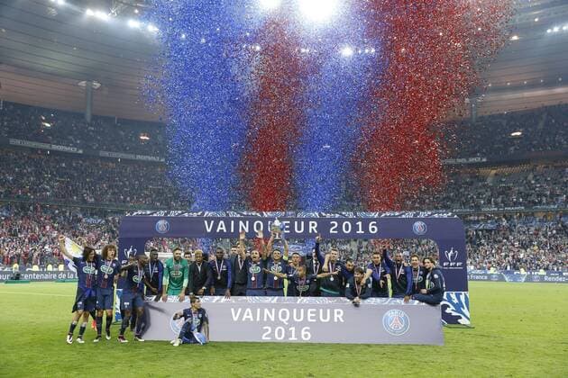 Celebration - Fussball Frankreich, Coupe de France, Finale, Olympique Marseille vs. Paris Saint Germain PSG - 21 05 2016 StephaneAllaman Panoramic 