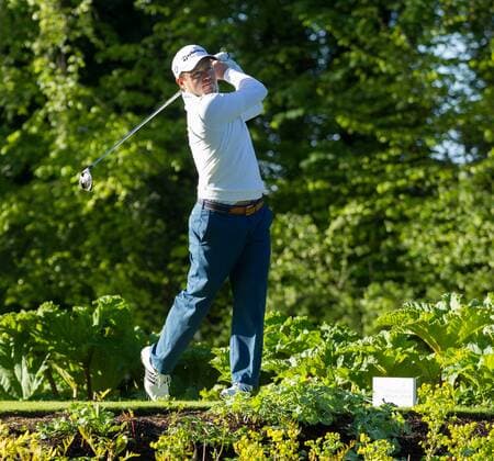 22.05.2016. The K Club, Straffan, Co. Kildare, Ireland. Dubai Duty Free Irish Open Golf Championship Round 3 completion held over from Saturday due to bad weather. Richard Sterne tees off on the 17th. xPeterxFitzpatrickx  ActionPlus11740122