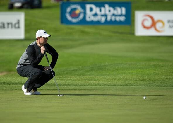 22.05.2016. The K Club, Straffan, Co. Kildare, Ireland. Dubai Duty Free Irish Open Golf Championship Round 3 completion held over from Saturday due to bad weather. Rory Mcilroy lines up his putt on the 18th green. xPeterxFitzpatrickx  ActionPlus11740131