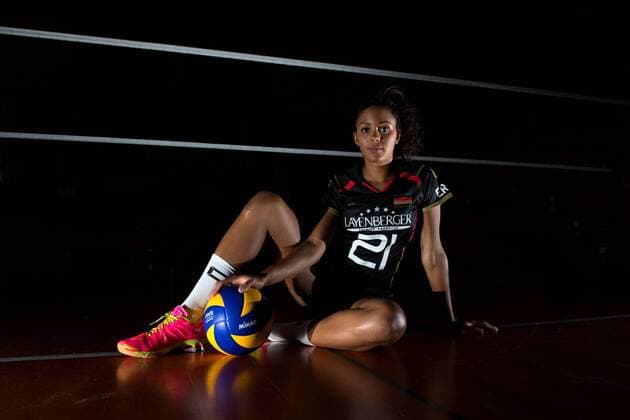 20.05.2016, Olympiastuetzpunkt, Heidelberg Volleyball, Fotoshooting Nationalmannschaft Frauen Out of the Box: Denise Imoudu ( 21 GER)
