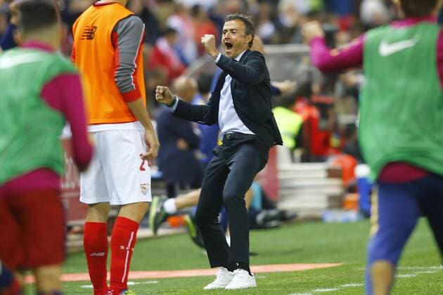 FC Barcelona Barca s coach Luis Enrique Martinez celebrates goal during Spanish Kings Cup Final match. May 22,2016.  (2016052213)