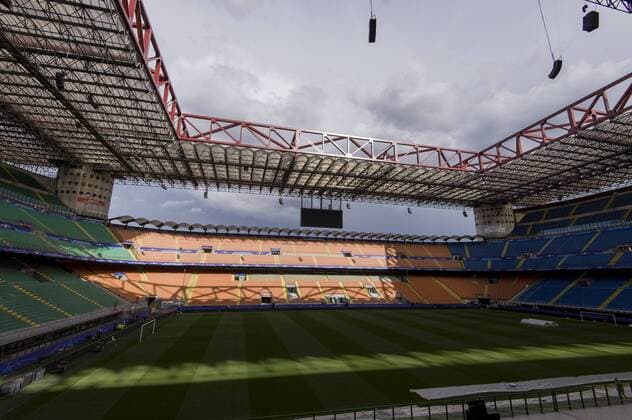 Fußball, Champions League Finale, Giuseppe Meazza Stadion in Mailand Italy: Giuseppe Meazza stadium - Champion League Giuseppe Meazza stadium (also known as San Siro) will host the Champions League final between Real Madrid Cub de Futbol and Club Atletico De Madrid  NicolòxCampo