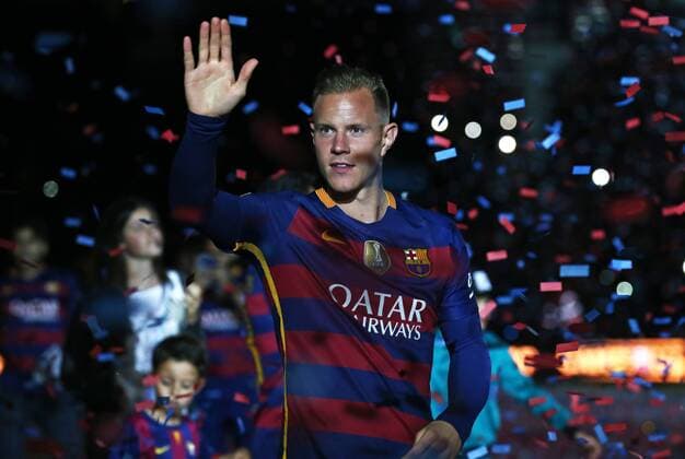 May 23, 2016 - Barcelona, Spain - Andre Ter Stegen during the spanish league and King Cup celebration, held in the Camp Nou, on may 23, 2016. FC Barcelona Barca Trophy Celebration Parade  - ZUMAn230