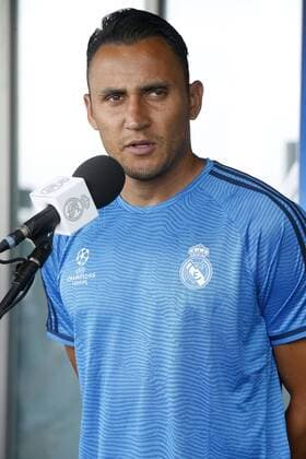 Real Madrid s Costa Rican goalkeeper Keylor Navas adresses to the media during the Open Media Day after the training session held at the Valdebebas Sports Complex in Madrid, Spain on 24 May 2014. Real Madrid will face Atletico Madrid in the UEFA Champions League final at San Siro stadium in Milano, Italy, upcoming 28 May. Real Madrid Open Media Day !ACHTUNG: NUR REDAKTIONELLE NUTZUNG!  20160524-635997010839501516