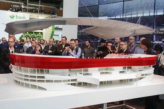 EURO 2020, Modell-Präsentation Eurostadium in Brüssel Illustration picture shows a maquette of the Eurostadium stadium, Wednesday 25 May 2016 in Brussels. The Eurostadium is a proposed soccer stadium which would host games of the Belgian national team Nationalteam and possibly the opening match of the 2020 European Championships. THIERRYxROGE  x04858450x